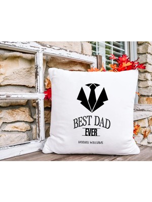 Bk Gift Kişiye Özel Isimli Babalar Günü Tasarımlı Beyaz Kırlent Yastık-25 Babaya Hediye, Ev Dekorasyonu, Babalar Günü Hediyesi
