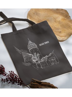Bk Gift Istanbul Tasarımlı-6 Antrasit Kumaş Bez Çanta