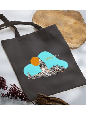 Bk Gift Istanbul Tasarımlı-7 Antrasit Kumaş Bez Çanta