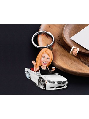 Bk Gift Kişiye Özel Patron Anne Karikatürlü Ahşap Anahtarlık-3 Sevgiliye Hediye, Arkadaşa Hediye, Doğum Günü Hediyesi