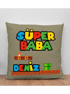 Bk Gift Kişiye Özel Isimli Babalar Günü Tasarımlı Haki Kırlent Yastık-16 Babaya Hediye, Ev Dekorasyonu, Babalar Günü Hediyesi