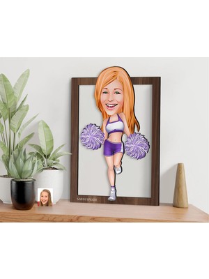 Bk Gift Kişiye Özel Kadın Amigo Karikatürlü 3D Ahşap Tablo-2, Sevgiliye Hediye, Arkadaşa Hediye, Doğum Günü Hediyesi