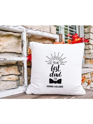 Bk Gift Kişiye Özel Isimli Babalar Günü Tasarımlı Beyaz Kırlent Yastık-18 Babaya Hediye, Ev Dekorasyonu, Babalar Günü Hediyesi