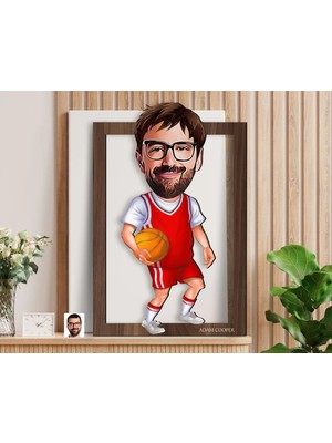 Bk Gift Kişiye Özel Erkek Basketbol Karikatürlü 3D Ahşap Tablo-5, Sevgiliye Hediye, Arkadaşa Hediye, Doğum Günü Hediyesi