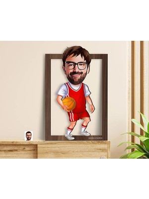 Bk Gift Kişiye Özel Erkek Basketbol Karikatürlü 3D Ahşap Tablo-5, Sevgiliye Hediye, Arkadaşa Hediye, Doğum Günü Hediyesi