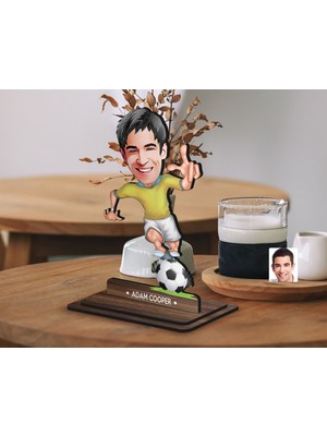 Bk Gift Kişiye Özel Futbolcu Karikatürlü Ahşap Biblo-10 , Arkadaşa Hediye , Sevgiliye Hediye, Kişiye Özel Biblolar