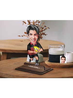 Bk Gift Kişiye Özel Futbolcu Karikatürlü Ahşap Biblo-12 , Arkadaşa Hediye , Sevgiliye Hediye, Kişiye Özel Biblolar