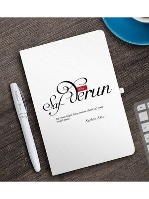 BK Kişiye Özel Mânâ Safderun Beyaz Defter ve Kalem Hediye Seti