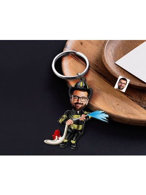 Bk Gift Kişiye Özel Jokey Karikatürlü Ahşap Anahtarlık-1 Sevgiliye Hediye, Arkadaşa Hediye, Doğum Günü Hediyesi