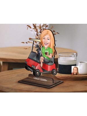 Bk Gift Kişiye Özel Golf Oyuncusu Karikatürlü Ahşap Biblo-5 , Arkadaşa Hediye , Sevgiliye Hediye, Kişiye Özel Biblolar