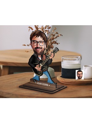 Bk Gift Kişiye Özel Rock And Roll Karikatürlü Ahşap Biblo-1 , Arkadaşa Hediye , Sevgiliye Hediye, Kişiye Özel Biblolar