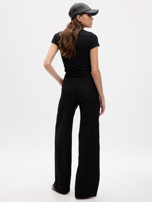 Gap High Rise Metalik Parlak Çizgili Wide-Leg Pantolon