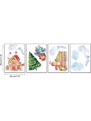 Kt Grup Yeni Yıl Yılbaşı Ayıcığı Cam Duvar Sticker Seti - Yılbaşı Seti