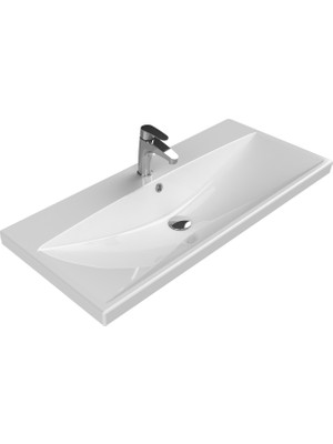 Turkuaz Seramik Elite 100 cm Etajerli Lavabo