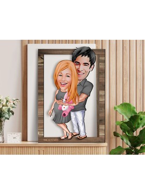 Bk Gift Kişiye Özel Bebek Süprizi Karikatürlü 3D Ahşap Tablo, Sevgiliye Hediye, Arkadaşa Hediye, Yıl Dönümü Hediyesi, Doğum Günü Hediyesi-1
