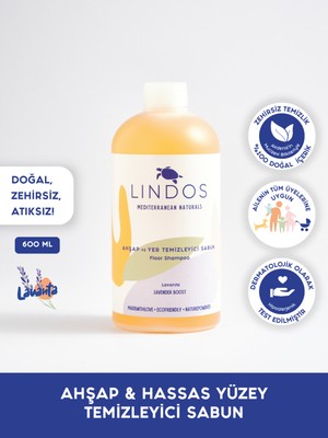 Lindos  Doğal Ahşap Temizleyici Arap Sabunu Etkili Parke Tik Mobilya Halı Koltuk Lavanta Yağlı 600 ml