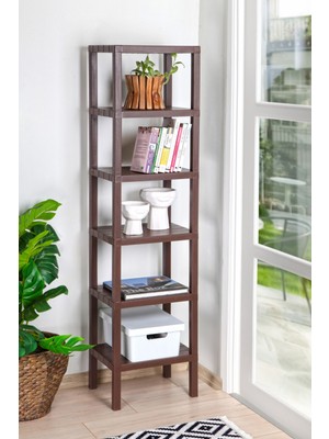 Lorelife Bath 6 Katlı Düzenleyici Raf Ünitesi Banyo Rafı Kozmetik Rafı Salon Rafı Çiçeklik Kitaplık Kahve