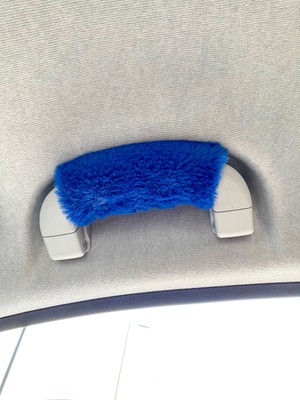 Oto Aksesuarcım Yumuşak Peluş El Tutamaç Süsü Mavi
