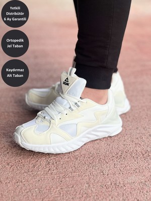 Peak Taichi Amoi Unisex Beyaz Kaymaz Taban Ortopedik Nefes Alabilen Garantili Rahat Hafif Günlük Sneaker Yürüyüş Koşu Spor Ayakkabısı EW0297H