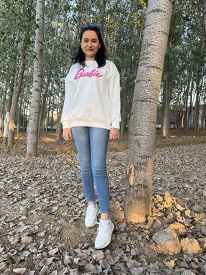 ARV Moda Bisiklet Yaka Barbie Baskılı Sweatshirt /kazak