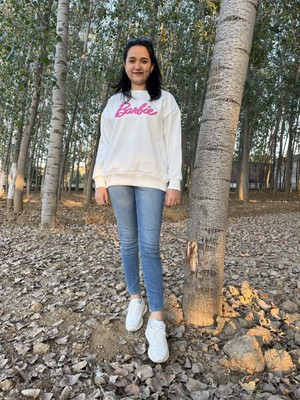 ARV Moda Bisiklet Yaka Barbie Baskılı Sweatshirt /kazak