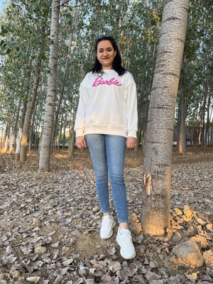 ARV Moda Bisiklet Yaka Barbie Baskılı Sweatshirt /kazak