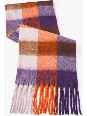 Koton Atkı Püsküllü Yumuşak Dokulu Kareli