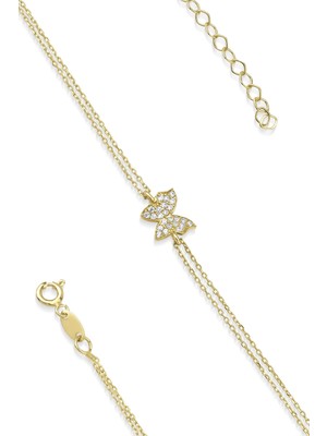 Fiyonk Kuyumculuk 14 Ayar Altın Taşlı Kelebek Bileklik