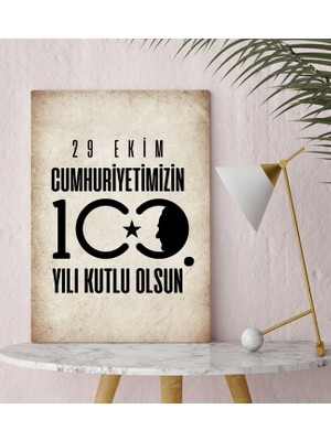Bk Gift 29 Ekim Tasarımlı Kanvas Tablo-10, 30X50CM 29 Ekim Hediyesi,ev Dekorasyonu, 100.YIL Hediyesi