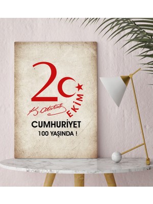Bk Gift 29 Ekim Tasarımlı Kanvas Tablo-3, 30X50CM 29 Ekim Hediyesi,ev Dekorasyonu, 100.YIL Hediyesi