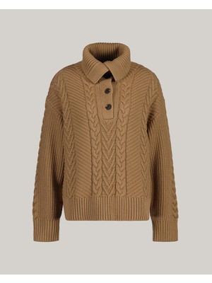 Gant Kadın Kahverengi Relaxed Fit Klasik Yaka Desenli Kazak 4805198.213