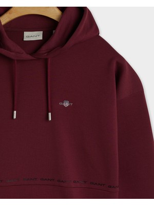 Gant Kadın Bordo Regular Fit Kapüşonlu Logolu Sweatshirt 42523302T.638