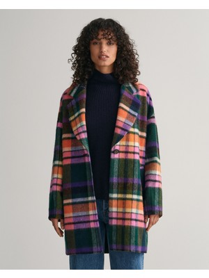 Gant Kadın Lacivert Relaxed Fit Klasik Yaka Kareli Mont 4751108.433