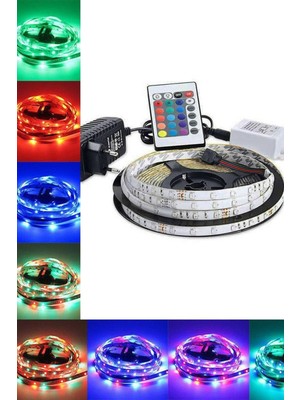 Bolled Rgb Şerit LED Seti Adaptör Kumanda Dahil 5m