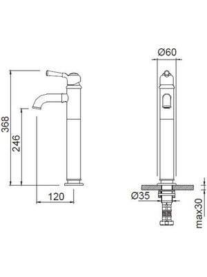 Bocchı Burlington Yüksek Lavabo Bataryası Krom 1004-0002