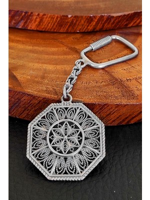 Aykat Telkari İsim Yazılabilen Oksitli Gümüş Anahtarlık Modeli 925 Ayar ANT-45