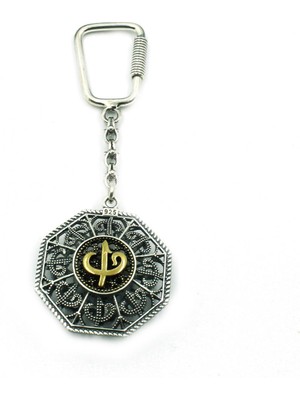 Aykat Elif Vav Telkari Gümüş Anahtarlık Oksitli Model 925 Ayar ANT-47