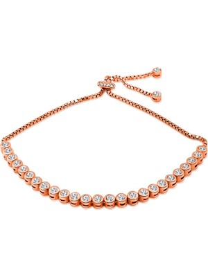 Aykat Gümüş Su Yolu Bileklik Zirkon Taşlı Rose Rengi Kadın Gümüş Bileklik Blk-235