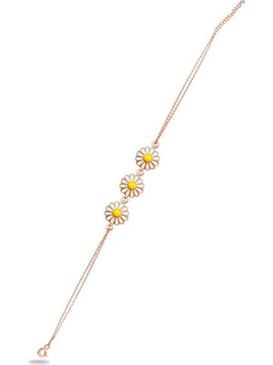 Aykat Papatya Bileklik Roz Gümüş Papatya Kadın Bilekliği BLK-365