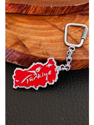 Aykat Çift Taraflı Türkiye Haritası Gümüş Anahtarlık 925 Ayar ANT-54