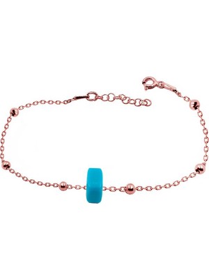 Aykat Kadın Gümüş Top Top Zincirli Boncuklu Roz Rengi Gümüş Künye BLK-265