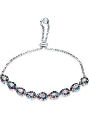 Aykat Gümüş Bileklik Asansörlü Kadın Bilekliği Taşlı Kadın Bilezik BLK-304