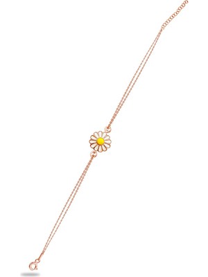 Aykat Papatya Gümüş  Bileklik Rose Gümüş Kadın Bilekliği 925 Ayar BLK-385