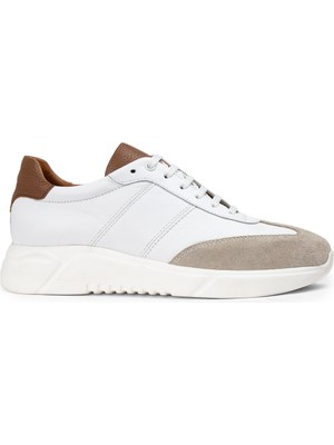 Deery Deri Beyaz Erkek Sneaker Ayakkabı - 01961Mbyzp01