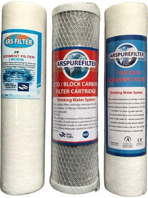Ars REVERSOSMOZARISU Arıtma Cihazı Kartuş Filtre Takımı 3 Lü Set,5 Mic+Sed+Cto+1 Mic Sed