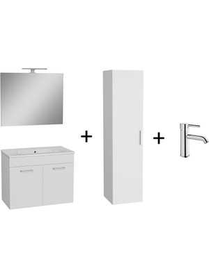 Vitra Banyo Mobilyası Seti, Parlak Beyaz, 80 Cm, Kapaklı