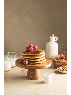 Justwood Justwood Mini 20 cm Ahşap Ayaklı Yuvarlak Pasta Kurabiye Sunum Servis Tabağı