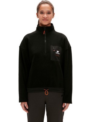 Bad Bear Eva Half-Zip Siyah Yarım Fermuarlu Kadın Polar Sweatshirt