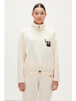 Bad Bear Eva Half-Zip Marshmallow Beyaz Yarım Fermuarlu Kadın Polar Sweatshirt