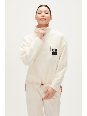 Bad Bear Eva Half-Zip Marshmallow Beyaz Yarım Fermuarlu Kadın Polar Sweatshirt